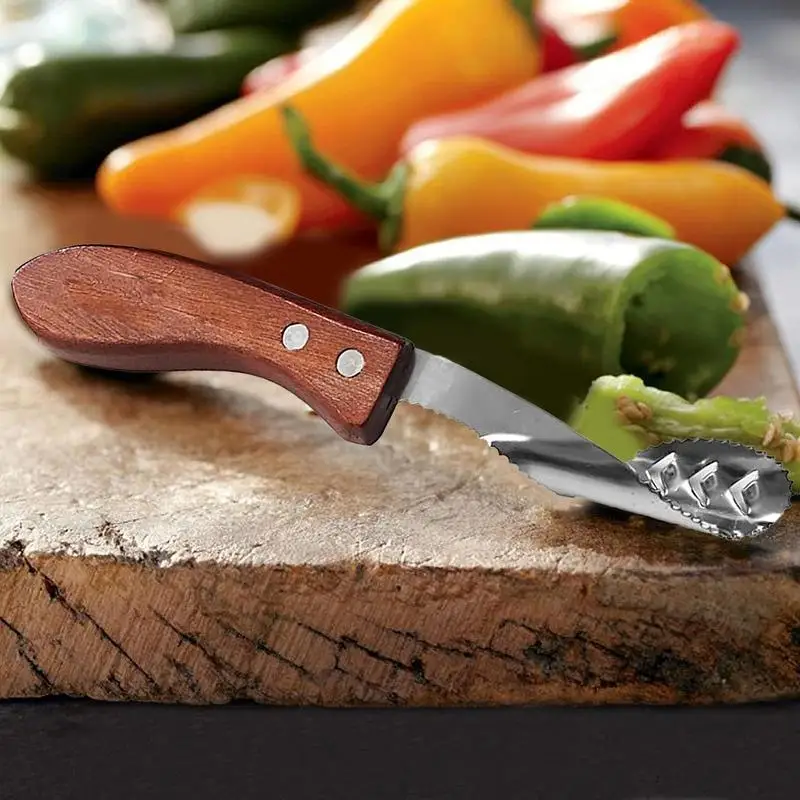 

Pepper Corer Jalapeno Pepper Corer Stainless Steel Wood Handle Heat Resistance Core Deseeder For Jalapenos Chilis Banana