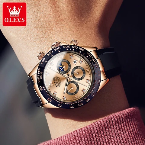 Olevs 2875 homens assistem a quartzo top Brand Relógio luminoso à prova d'água para homens Três pequenos discos esportivo cronógrafo cronógrafo data relloj