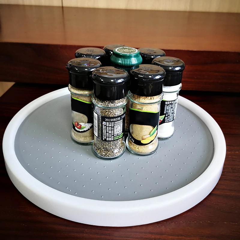 

Multifunctional Plastic Desktop Organizer For Kitchen Bathroom Non-Slip Rotating Storage Tray Fruit Snack Dried Storage Plate