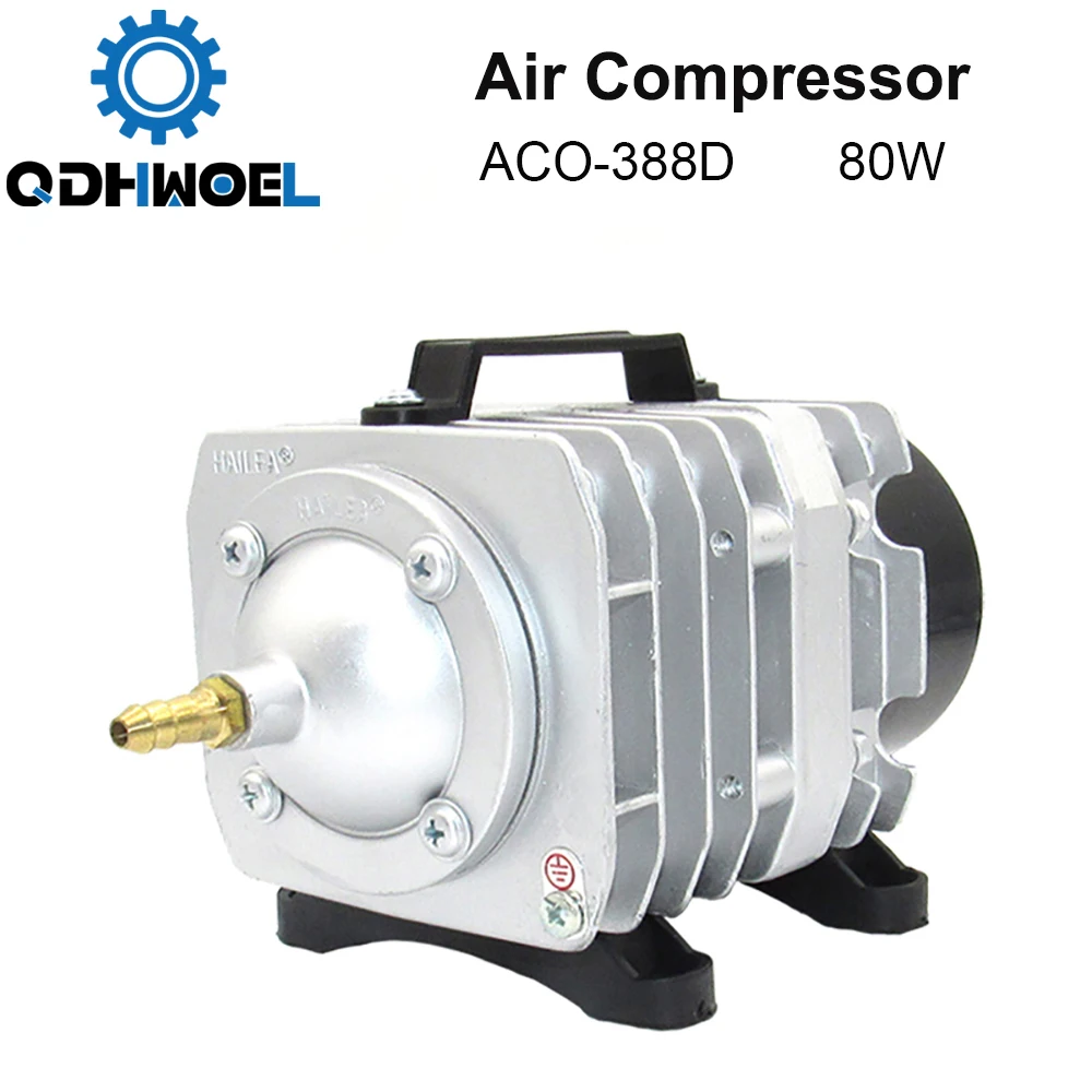 QDHWOEL 80W Air Compressor Electrical Magnetic Air Pump for CO2 Laser Engraving Cutting Machine ACO-388D