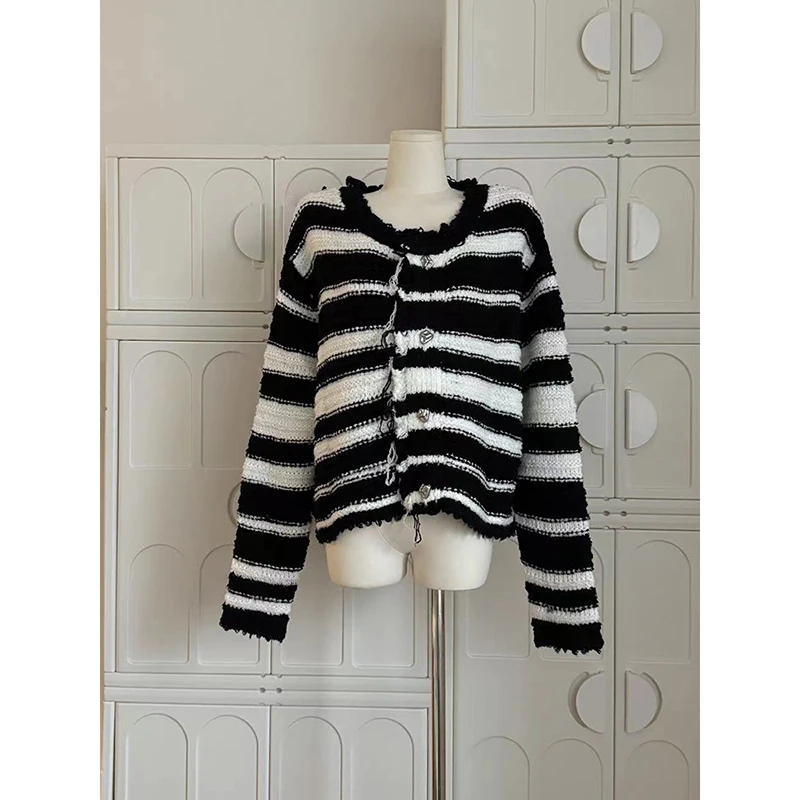 Корейский вязаный женский свитер с круглым вырезом Женское пальто короткий