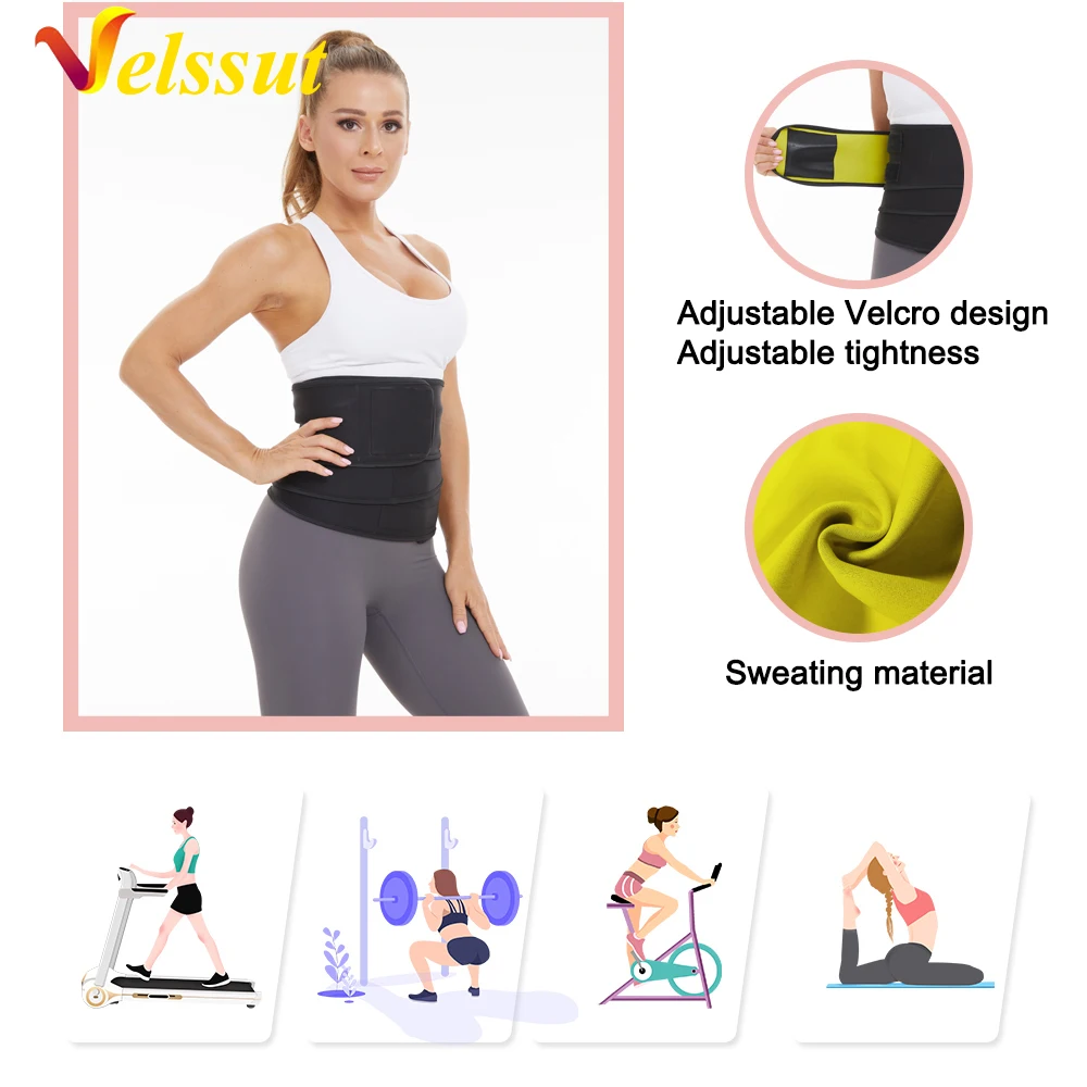 Velssut Waist Trainer Slimming Wrap Body Shaper Workout Neoprene Fitness Belt Sauna Sweat Weight Loss Trimmer Corset Shapers