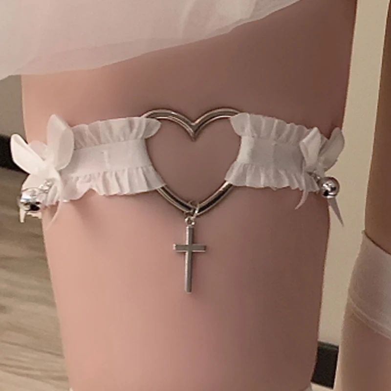 

Heart Bowknot Cross Lace Garter Belt Lolita Leg Garters Gothic Elastic Choker Leg Ring Strap Cosplay Bondage Lingerie Harness