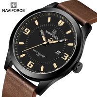 top luxury brand naviforce leisure mens watch leather strap quartz watch 3atm waterproof sport male watches relogio masculino