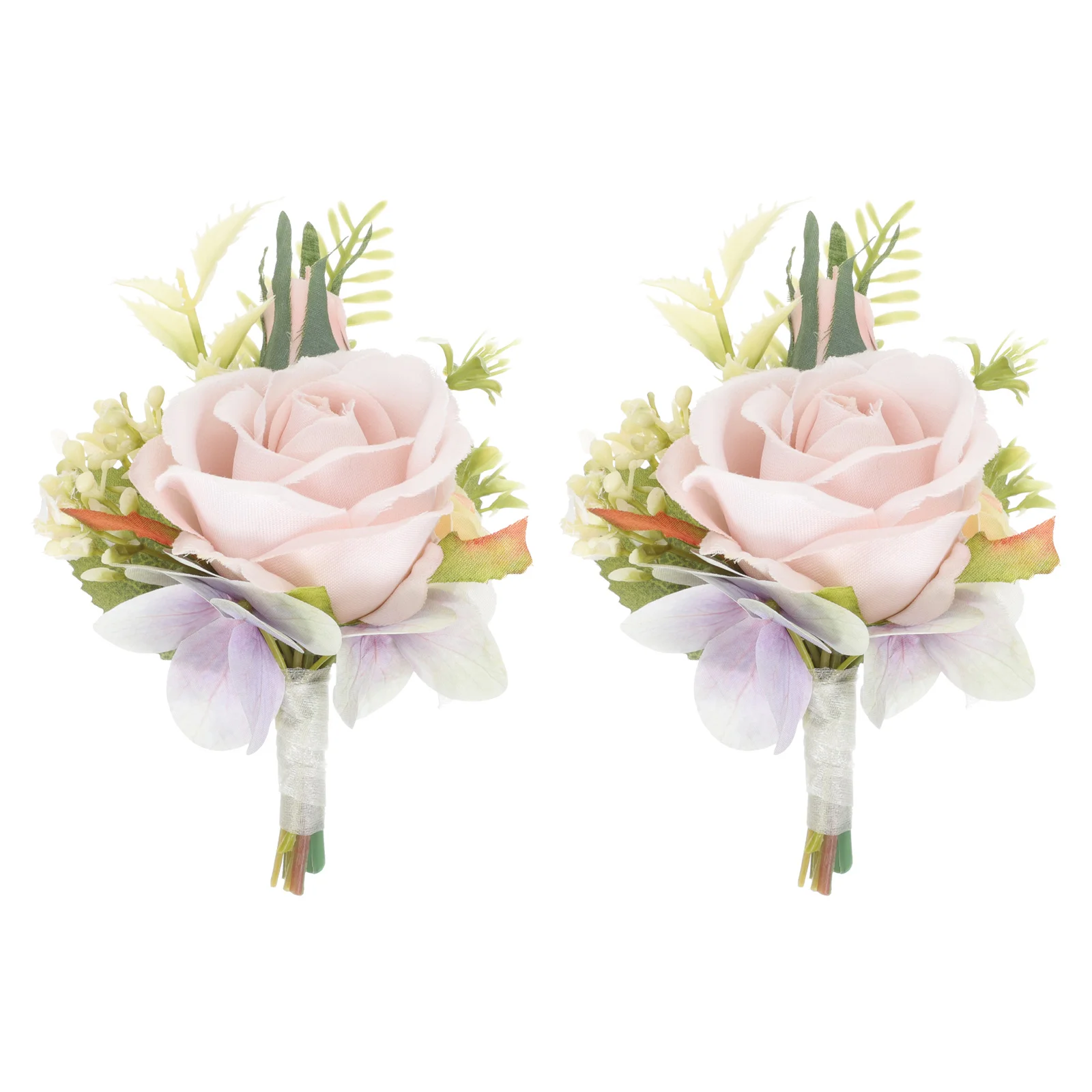 

2 Pcs Boutineers Rose Corsage Male Boutonniere Bridal Brooch Dress Suits Men Lapel Pin Artificial Flower