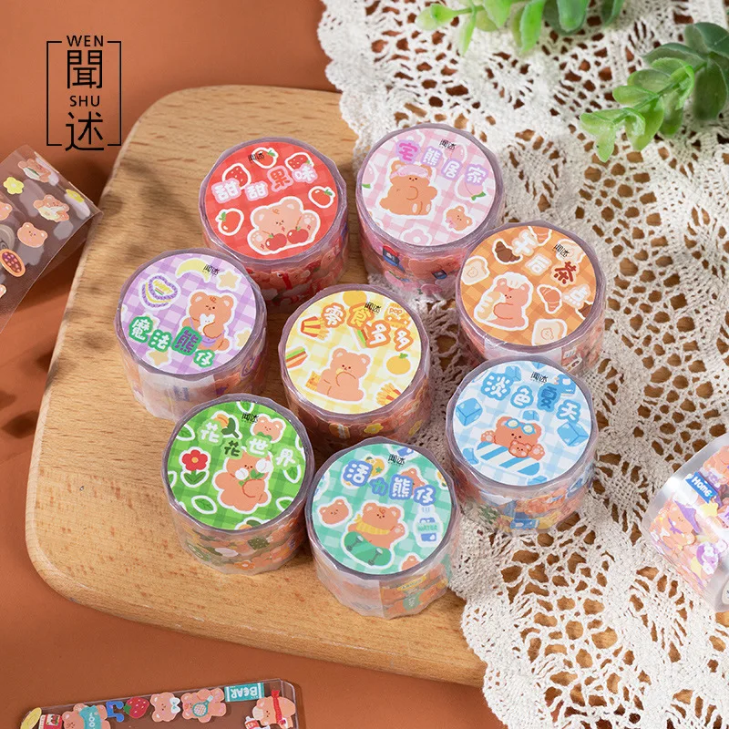 

Bear Theme Kawaii Washi Tape Scrapbooking Stickers Cute Sticker Rolls Self-adhesive Diy Decoration Stickers For Crafts Planner