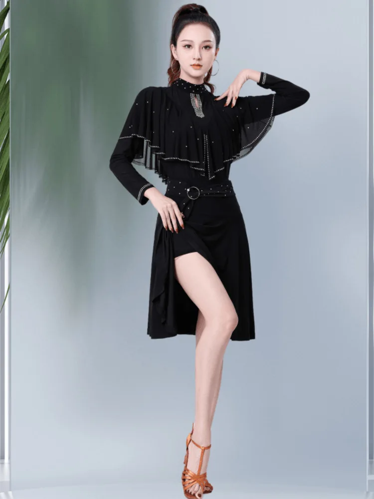 Женская юбка для бальных танцев Однотонная с завышенной талией