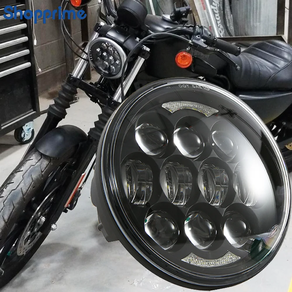 

5.75 Inch Motorcycle LED Headlight For Honda Shadow VT 600 700 750 1100 VTX 1300 1800 5 3/4" DRL Projector Motorbike Headlamp.