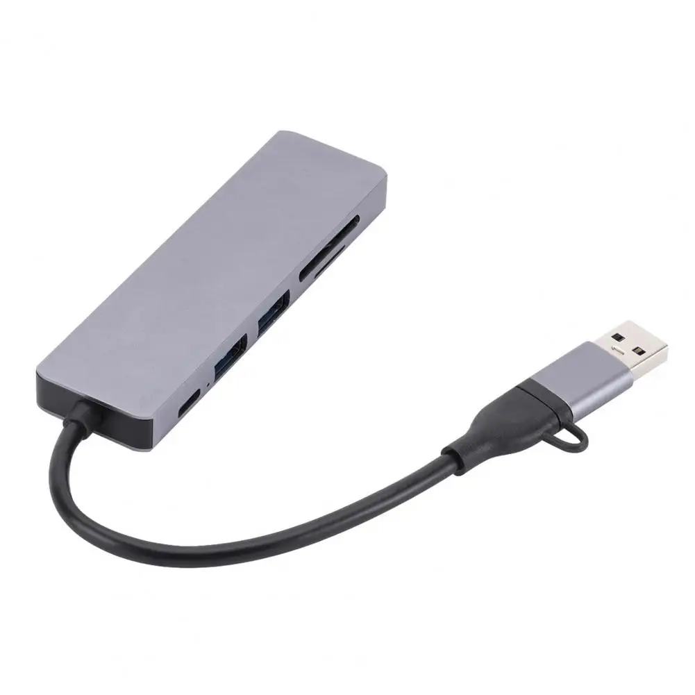 

Splitter Hub Sturdy Driver-free Compact 6 in 1 USB C Hub Adapter Computer Accessories