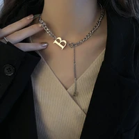 classic b letter titanium steel short necklace ladies new gothic korean jewelry hip hop party sexy clavicle chain
