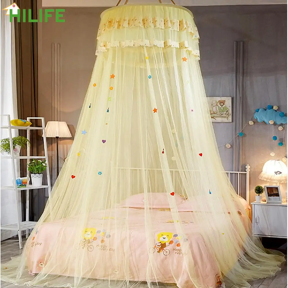 

Kids Baby Bedding Dome Bed Netting Canopy Dome hanging mosquito net Easy to Install Girls Room Decor Lace Bed Canopy