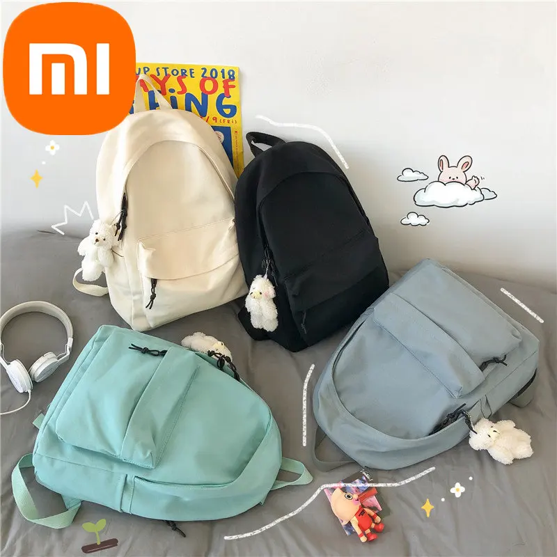 

Xiaomi Backpack New Fashion Backpack Canvas Backpack Women's 2023 New Campus Solid Color Girls' Leisure Schoolbag