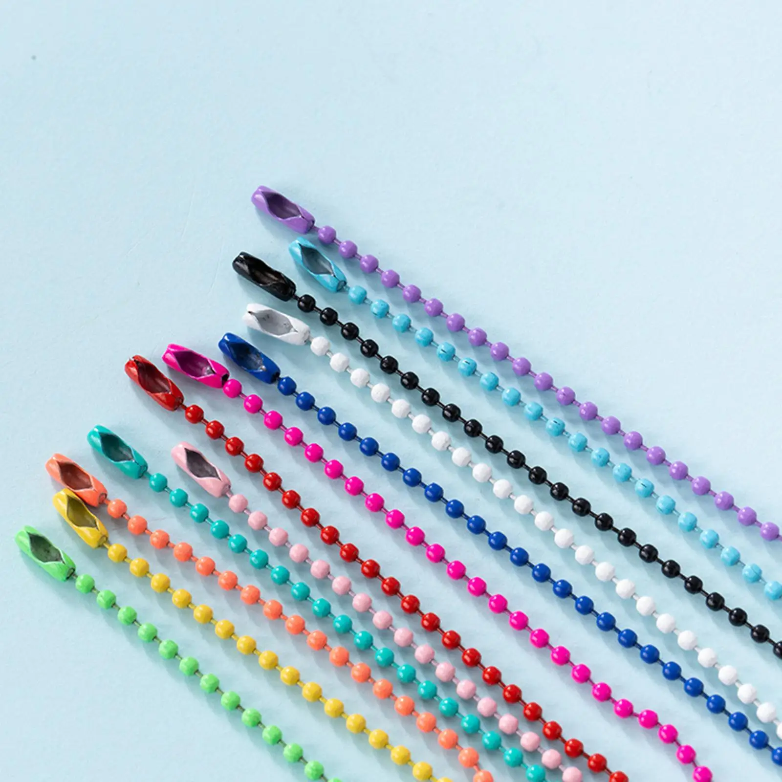 

100Pcs Mixed Color Ball Bead Chain 2mm for Jewelry Making Necklace Projects