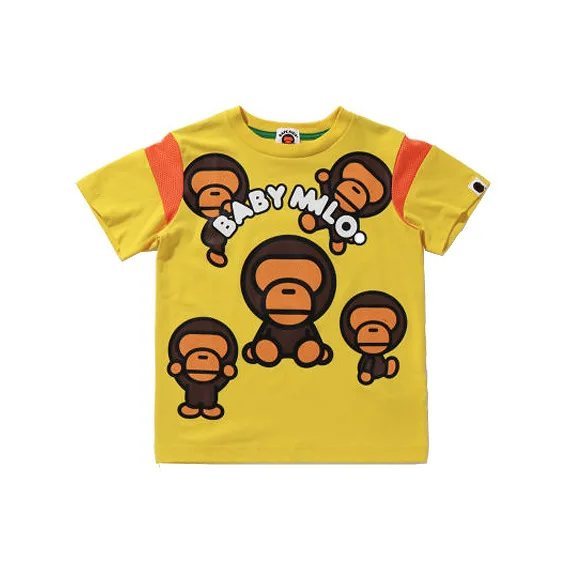 

Children's Japanese Fashion Brand 2023 Ape Monkey Chest Five Little Monkey Print Short Sleeve T-shirt Top
