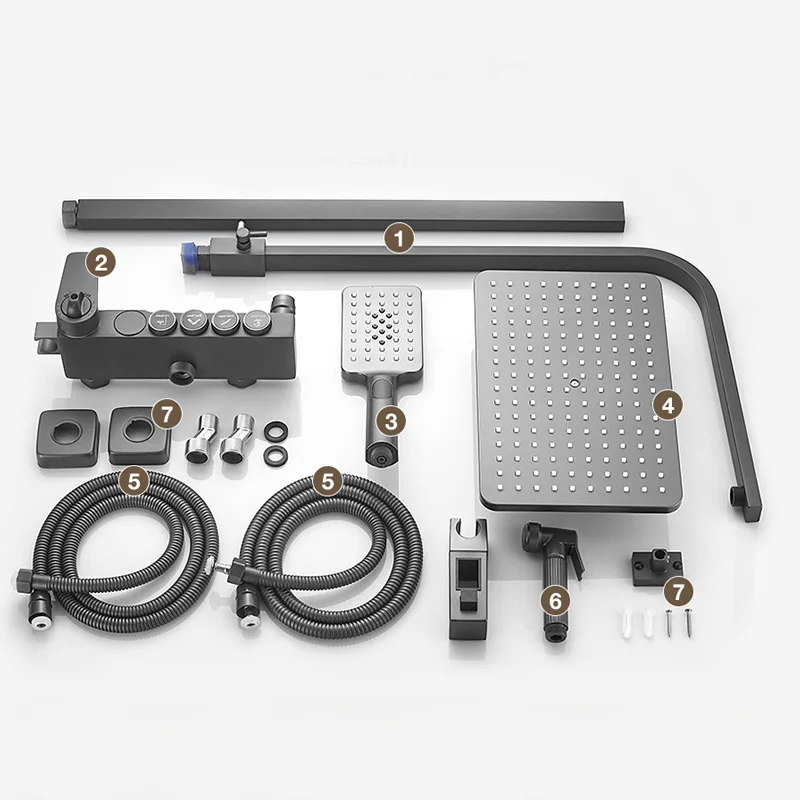 Черный матовый стеклянный смеситель для душа набор аксессуаров ванной Белый