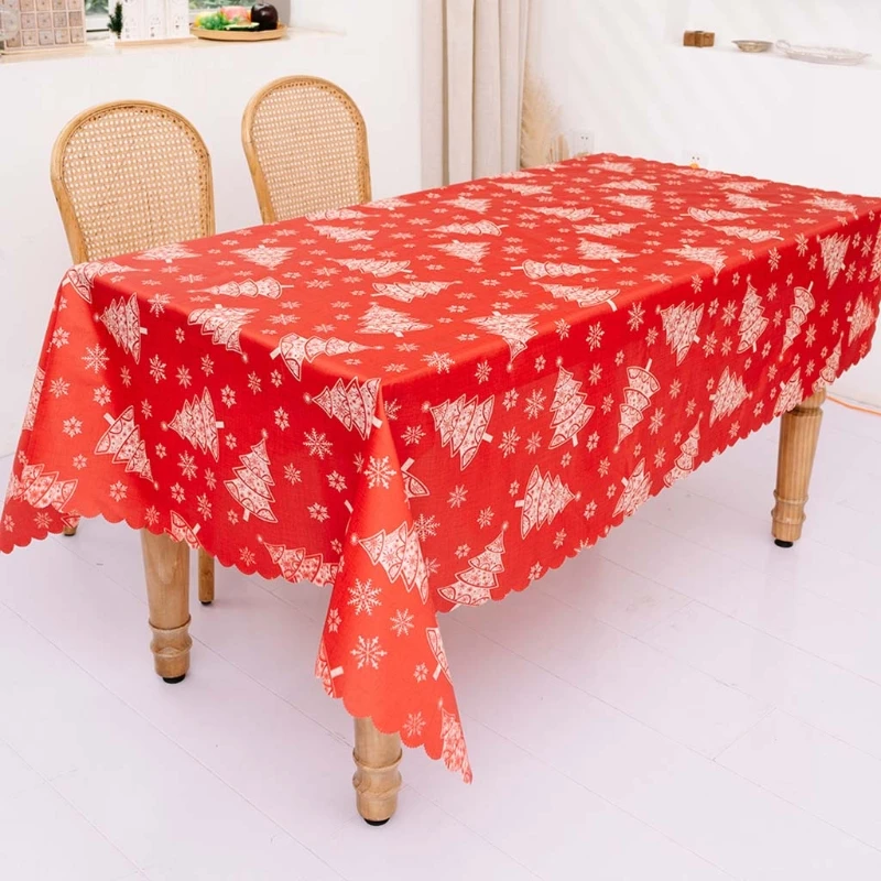 

New Rectangle Christmas Table Cloth Oil-Proof Spill-Proof Tablecloth Home Dining Table Cover Wedding Baby Shower Birthday