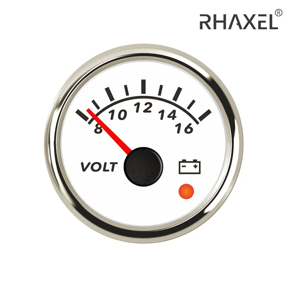 

Вольтметр RHAXEL, измеритель напряжения, 2 дюйма, 8-16 В, 16-32 В, 8-32 В, с сигнализацией для езды на мотоцикле, фургоне, с подсветкой 8 цветов