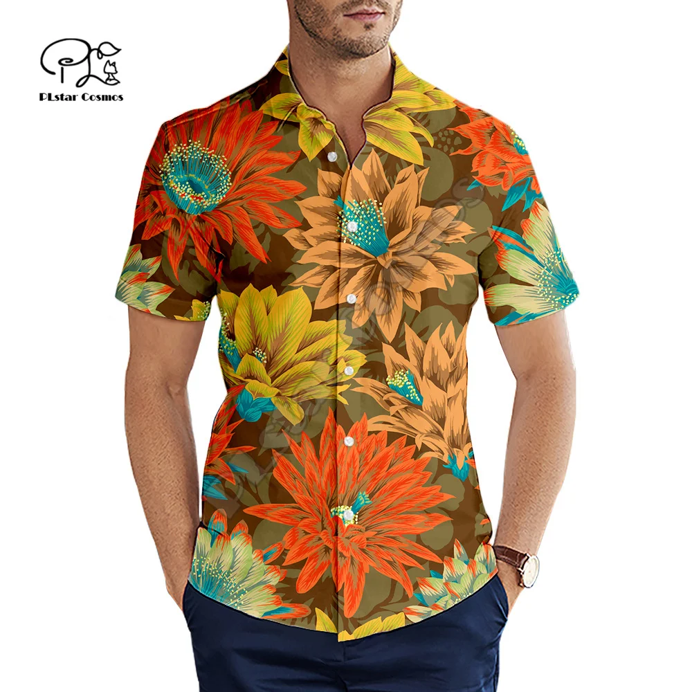 PLstar Cosmos Hawaiian Beach Shirts Skull Flowers Tribal NewFashion 3DPrint Summer Casual Funny Collar Shirts Short Sleeves X1