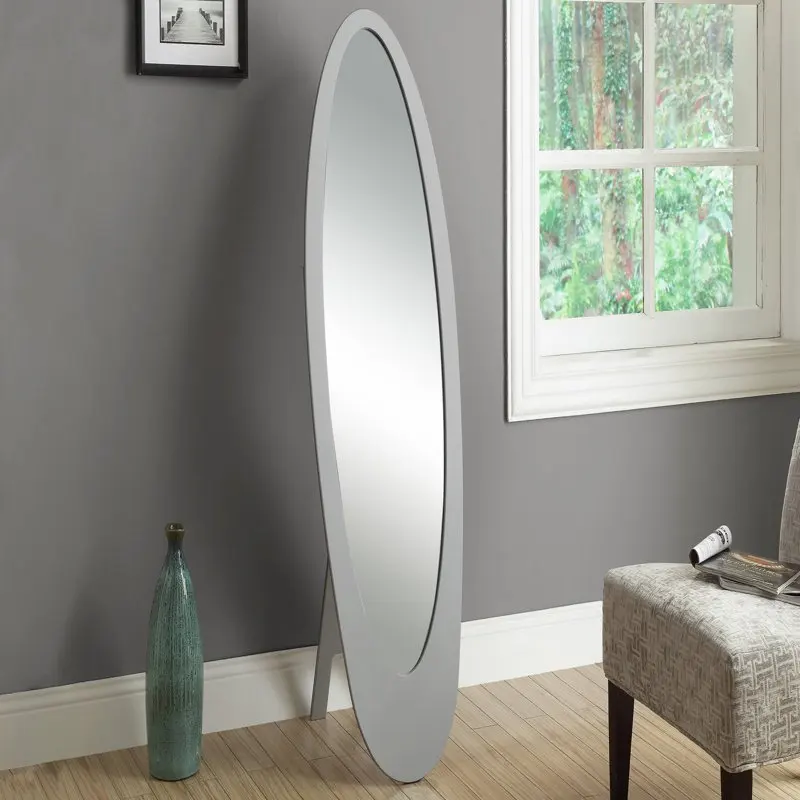 

Mirror, Full Length, Standing, Floor, 60" Oval, Dressing, Bedroom, Wood, Grey, Contemporary, Modern