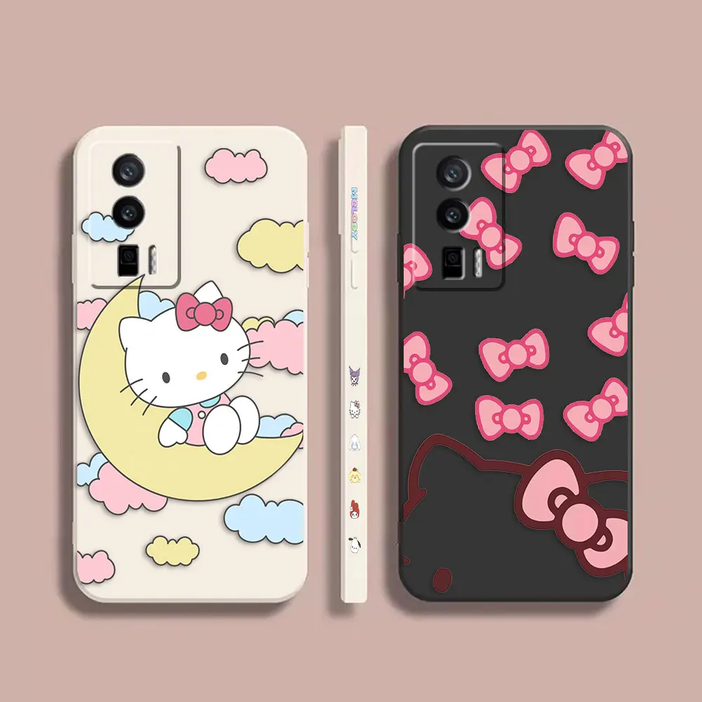

Case For Redmi K60E K50 K40S K40 K30 K20 10C 9 8A 8 10 Pro 4G 5G Colour Simple Liquid silicone Case Cute Hello K-Kitty Cat