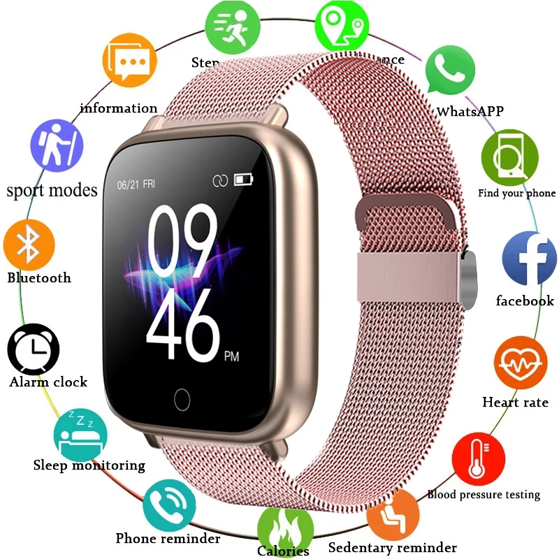 

Смарт-часы для мужчин и женщин, фитнес-трекер с функцией измерения кровяного давления и пульса, водонепроницаемые IP68 Смарт-часы для Android, IOS, ...