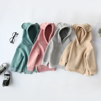 girls sweater plus velvet baby solid color coat men and women small and medium childrens clothing autumn and winter