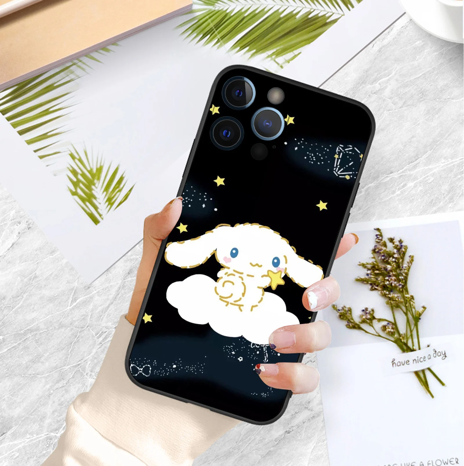 Чехол Sanrio CINNAMROLL для iPhone 16 Pro Max милый защитный мягкий чехол телефона 15 14 13 12 Plus