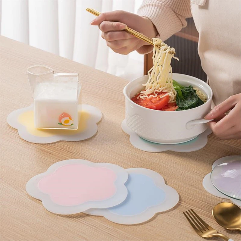 

Flower Heat Resistant Silicone Mat Drink Cup Coasters Non-slip Pot Holder Table Placemat Kitchen Accessories Coasters Pads