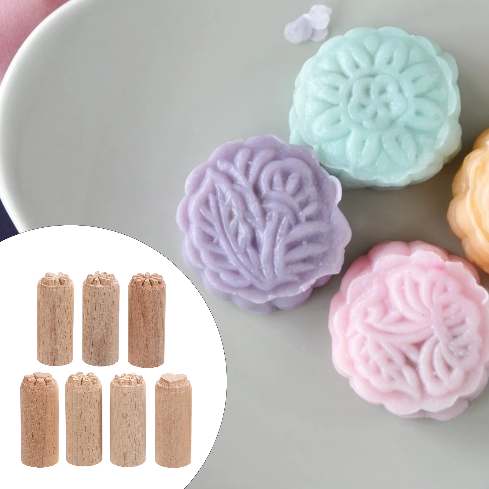 

2cm Wooden Stamp Flower Decorations Pottery Tools Stamps Scrapbook Hand Carved Decorative DIY Natural Printing Blocks
