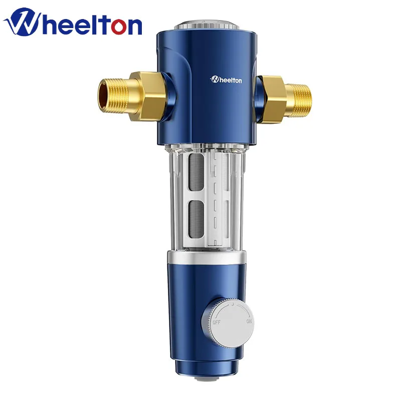 WHEELTON Фильтр для воды для всего дома, система осада, предварительный фильтр, автоматически вращающийся смывной двухсторонний скребок 1/2 дюйма, 3/4 дюйма и 1 дюйм