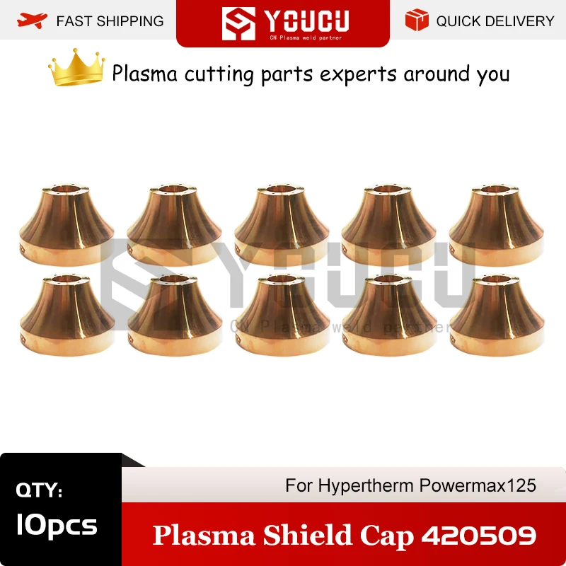 

YOUCU 10pcs 420509 Plasma Shield Cap For PowerMax125 Plasma Cutter Torch