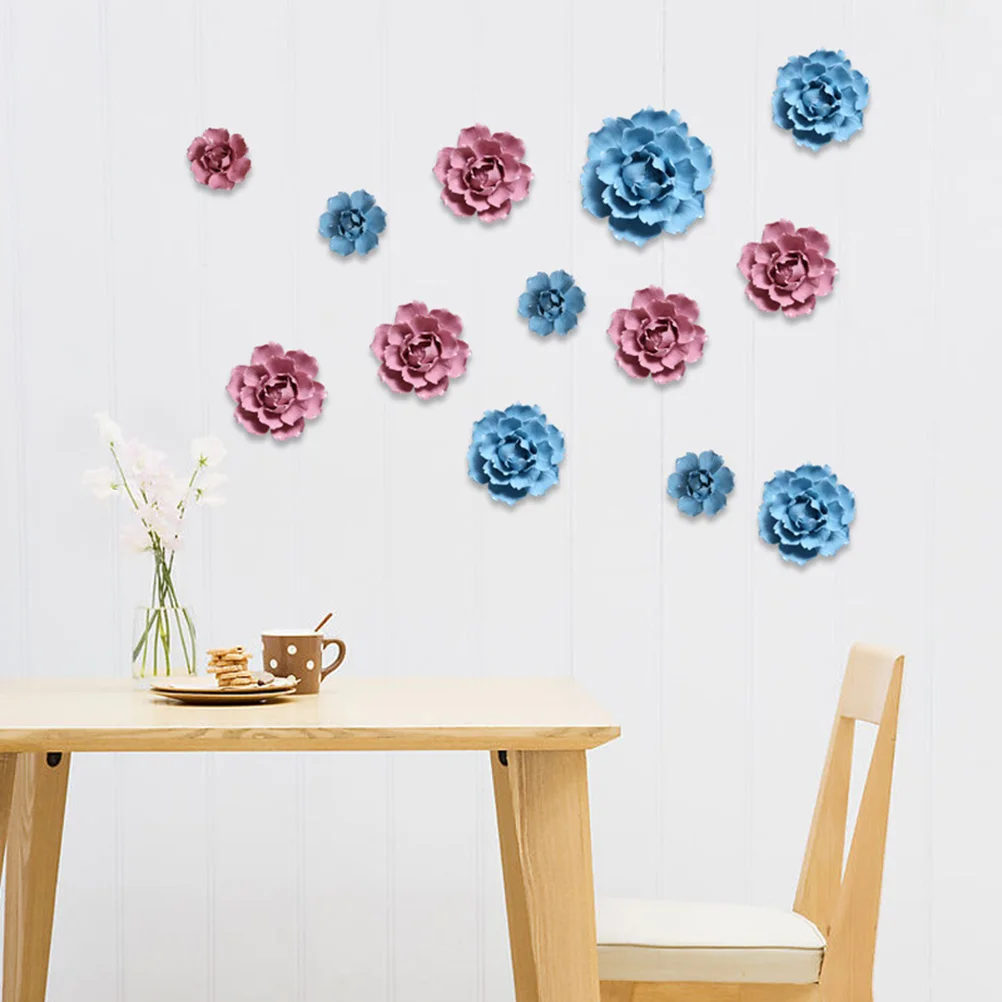 

Flowers Hanging Decor Artificial Flowers Outdoors 3D Home Decor Dining Table Decor White Peony Ceramic Flowers Wall