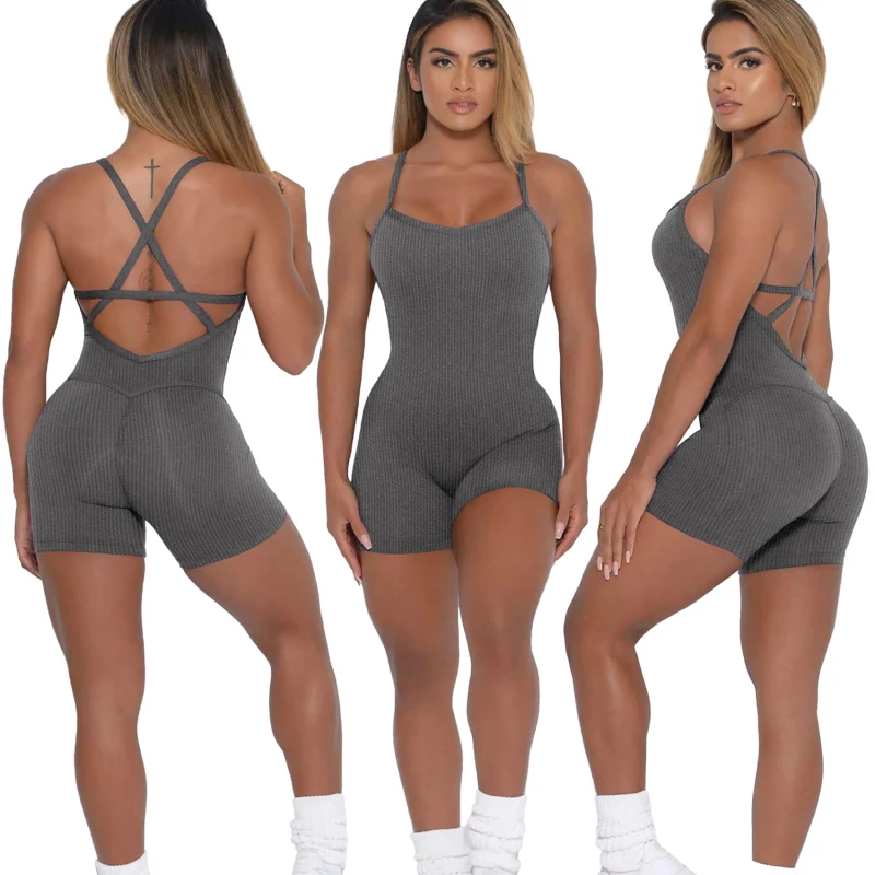 

Women Backless Yoga Suit Sleeveless Jumpsuit Workout Catsuit Bodysuit Gym Bodycon Romper Sportswear Fitness Sexy Summer 2023