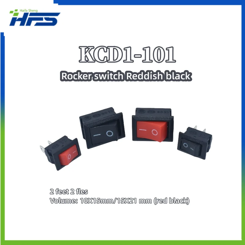 

5Pcs KCD1 Rocker Switch Push Button Mini Switch 6A-10A 250V KCD1-101 2Pin Snap-In On/Off 10*15 21*15mm Black Red White
