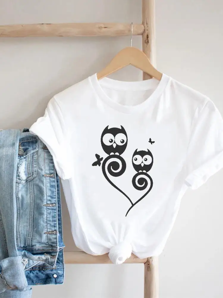 

Clothing Tee Clothes Owl Lovely Cute 90s Women Short Sleeve Print Tshirt Female Top Fashion Casual Summer Graphic T-shirt