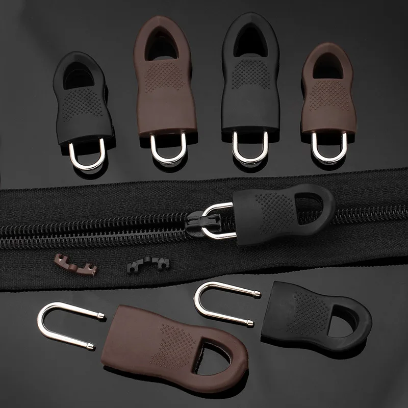 

1pcs Universal Zipper Puller Set Replacement Zip Slider Teeth Rescue Detachable Zipper Pulls Tab Fixer Black for Jackets Luggage