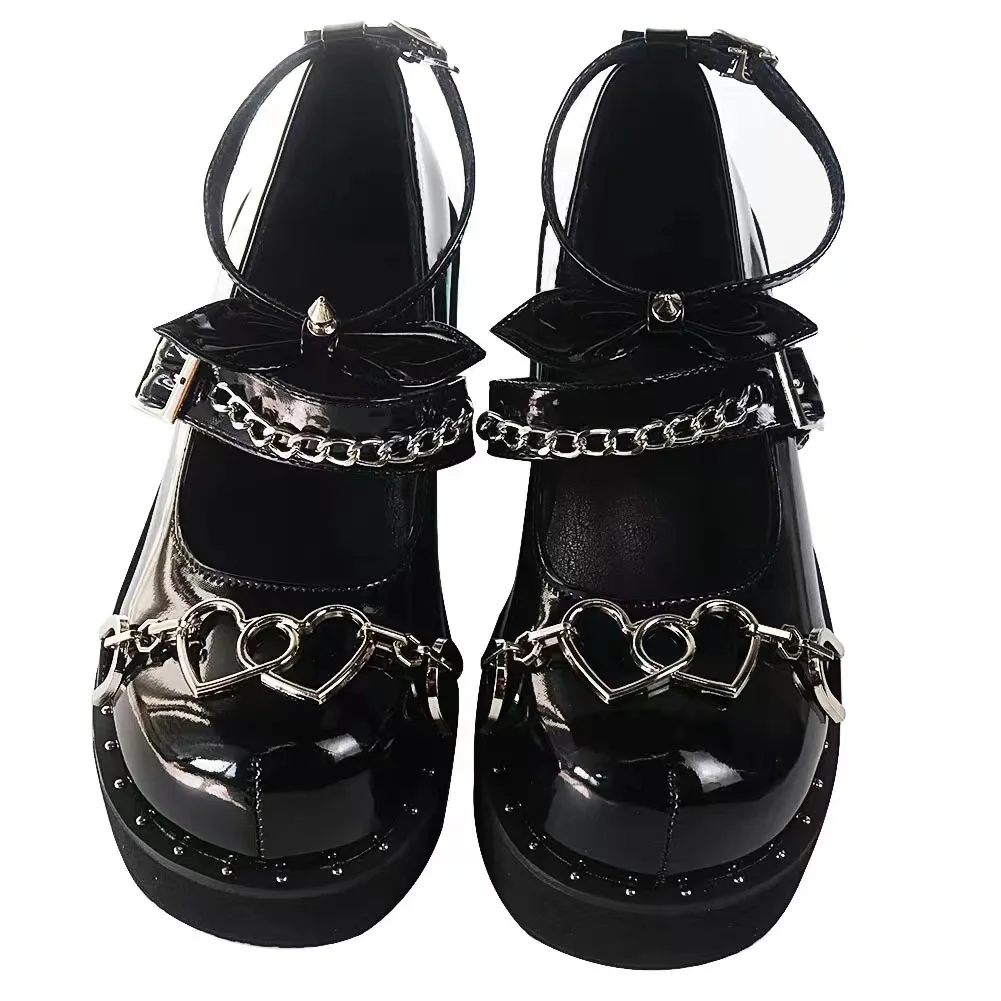 

Women's Shoes 2023 New PU Leather Heart-shaped Ankle Paired with Mary Jane Shoes Cute and Sexy Retro British Style