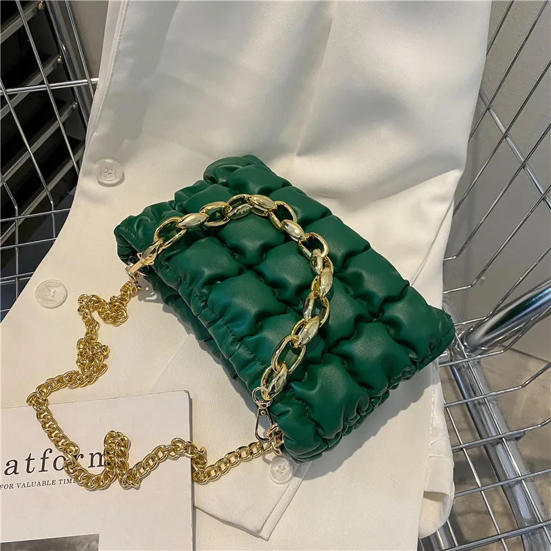 2023 New Fashion Coarse Chain Shoulder Messenger Bags High Quality Plaid Women Purse And Handbags Small Square Bags Sac A Main