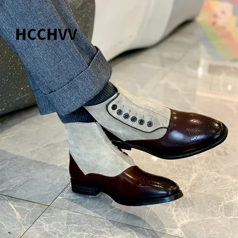 Итальянские мужские рыцарские ботинки, мужские рабочие ботинки с пряжкой и пуговицами, квадратная обувь, мужские ботинки челси