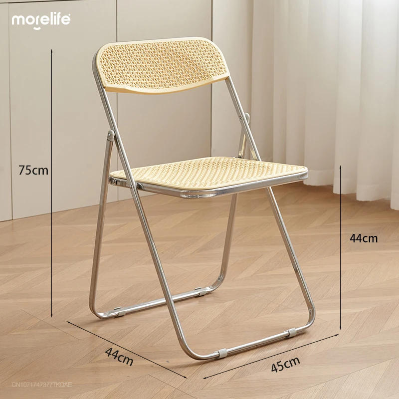 

Medieval Vine Weaving Folding Chair Household Backrest Chair Simple Popular Photo Taking Stool Leisure Retro Transparent Chair