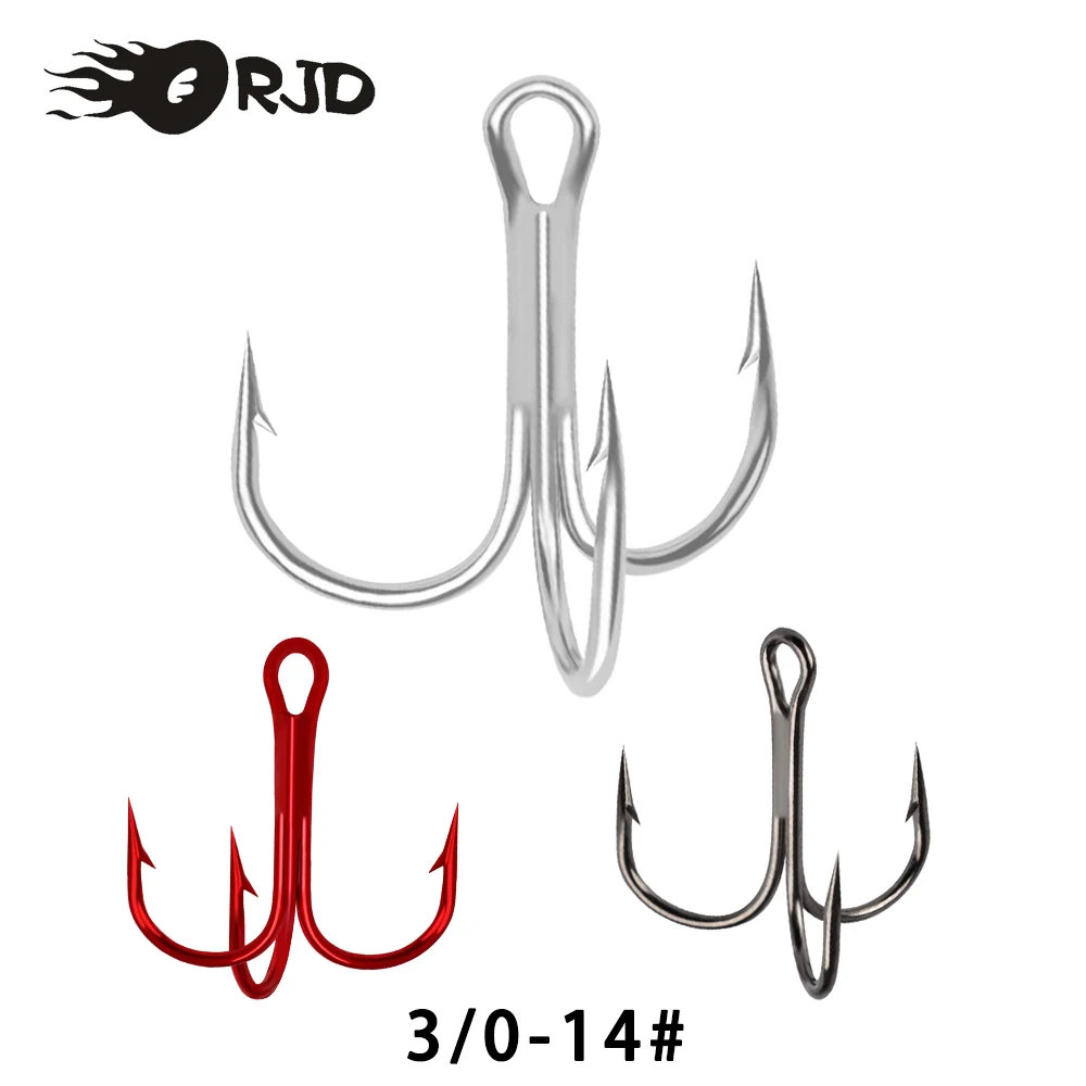 

ORJD 10pcs Fishing Hooks Black Nickel Triple Hook Size 3/0-12# Anchor Hook Barbed Treble Hook High Carbon Steel Fishing Tackle