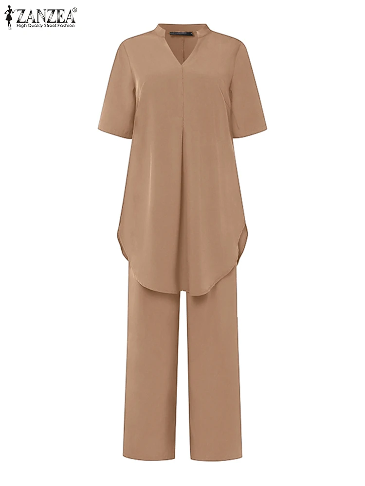 Повседневные топы с рукавами 3/4 и v-образным вырезом ZANZEA модные женские комплекты