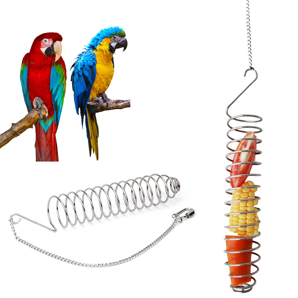 

Stainless Steel Bird Parrot Feeder Food Fruits Basket Holder Foraging Equipment Bird Cage Feeding Device Birds Training Toy