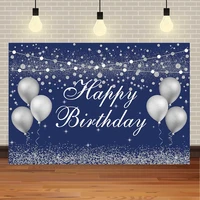 neoback adult birthday silver glitter balloons star navy blue party banner photo blingbling backdrop photography background