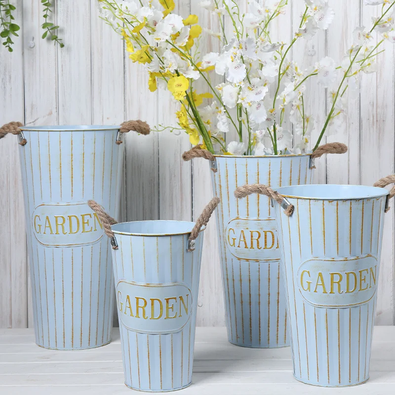 

CAMIGEL Flower Shop Iron Sheet Bucket Awakening Flower Bucket Pot Device Tube Household
