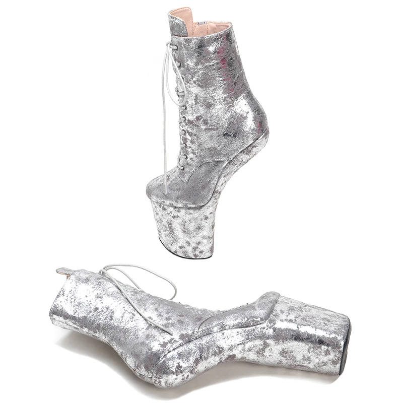 Leecabe PU Upper Platform Ankle Boots Sexy Exotic heelless pole dance shoes