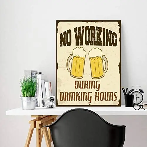 

Металлический Забавный жестяной знак «не работает во время питья», Пивной знак на заказ, металлический знак