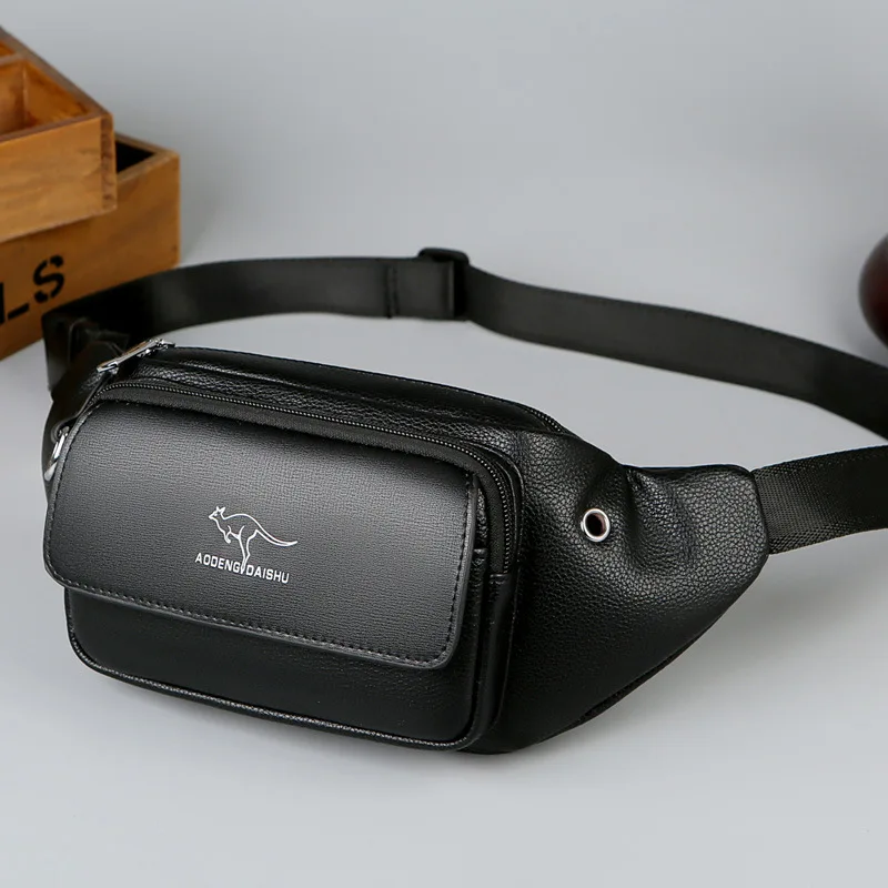 Роскошная Брендовая Мужская Поясная Сумка Кожаная На Ремне Повседневная Через