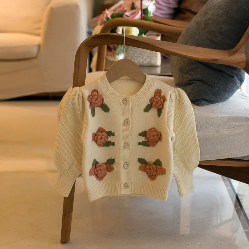 

Fashion Baby Girl Winter Clothes Flower Cardigan For Girl Knit Sweater Autumn Children Girl Baby Sweater Outerwear