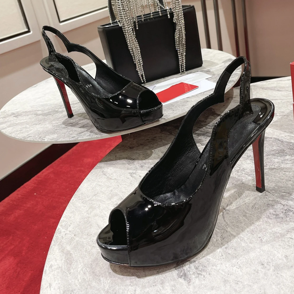 

Top Quality Womens High Heels Luxury Fashion Ladies Crystal Glisten Red Sole Shoes Classic Retro Designer 10cm High heel 0627HJ